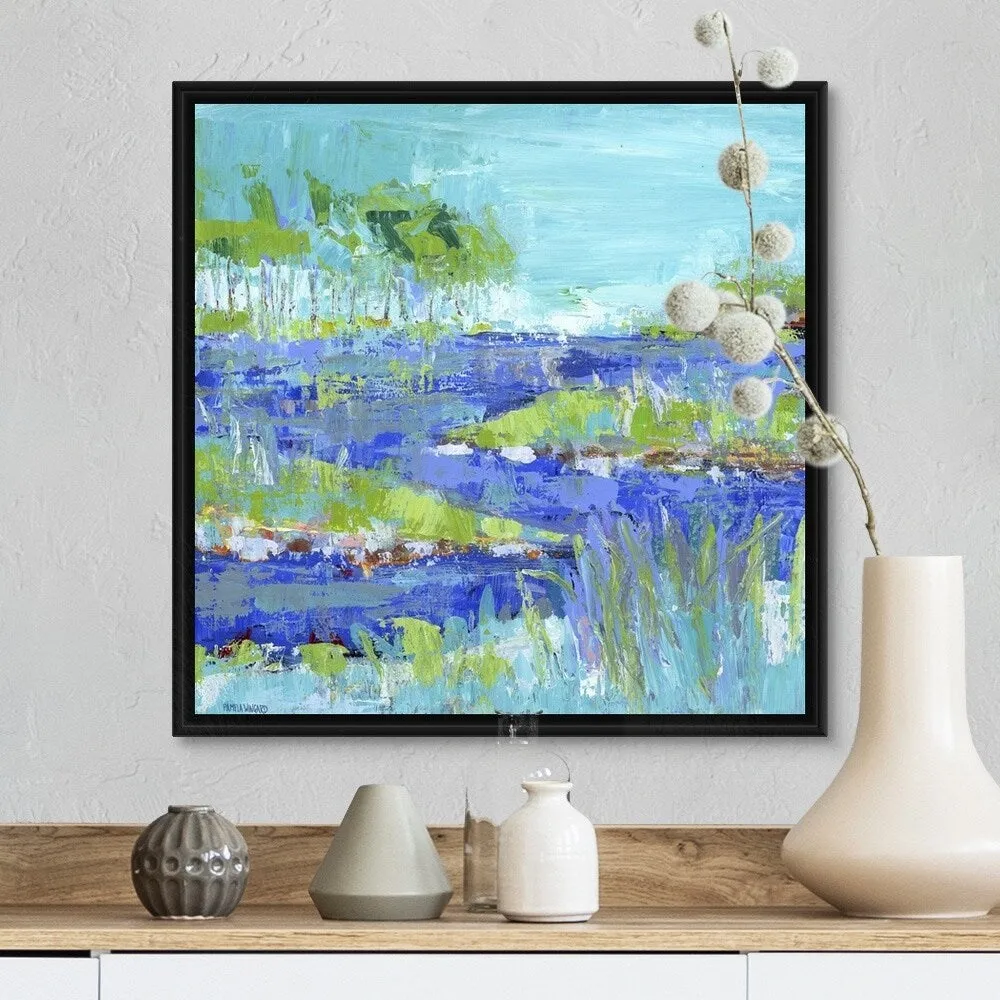 "Blue Series Inspiring" Black Float Frame Canvas Art
