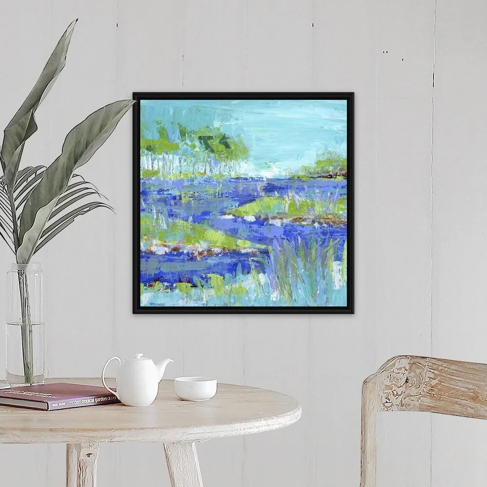 "Blue Series Inspiring" Black Float Frame Canvas Art