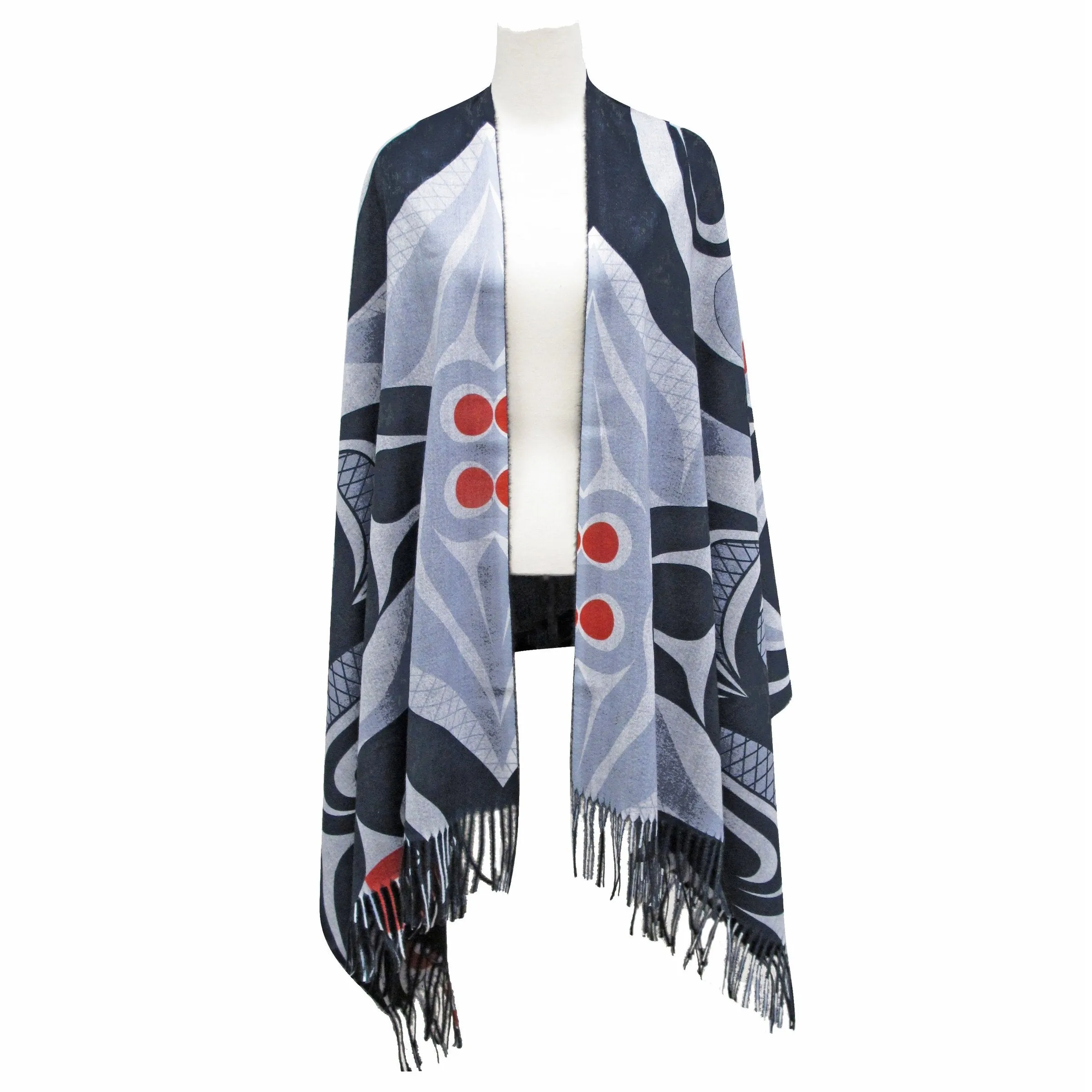 "Killer Whale Crosshatch" Art Print Shawl by Native Artist, Curtis Wilson