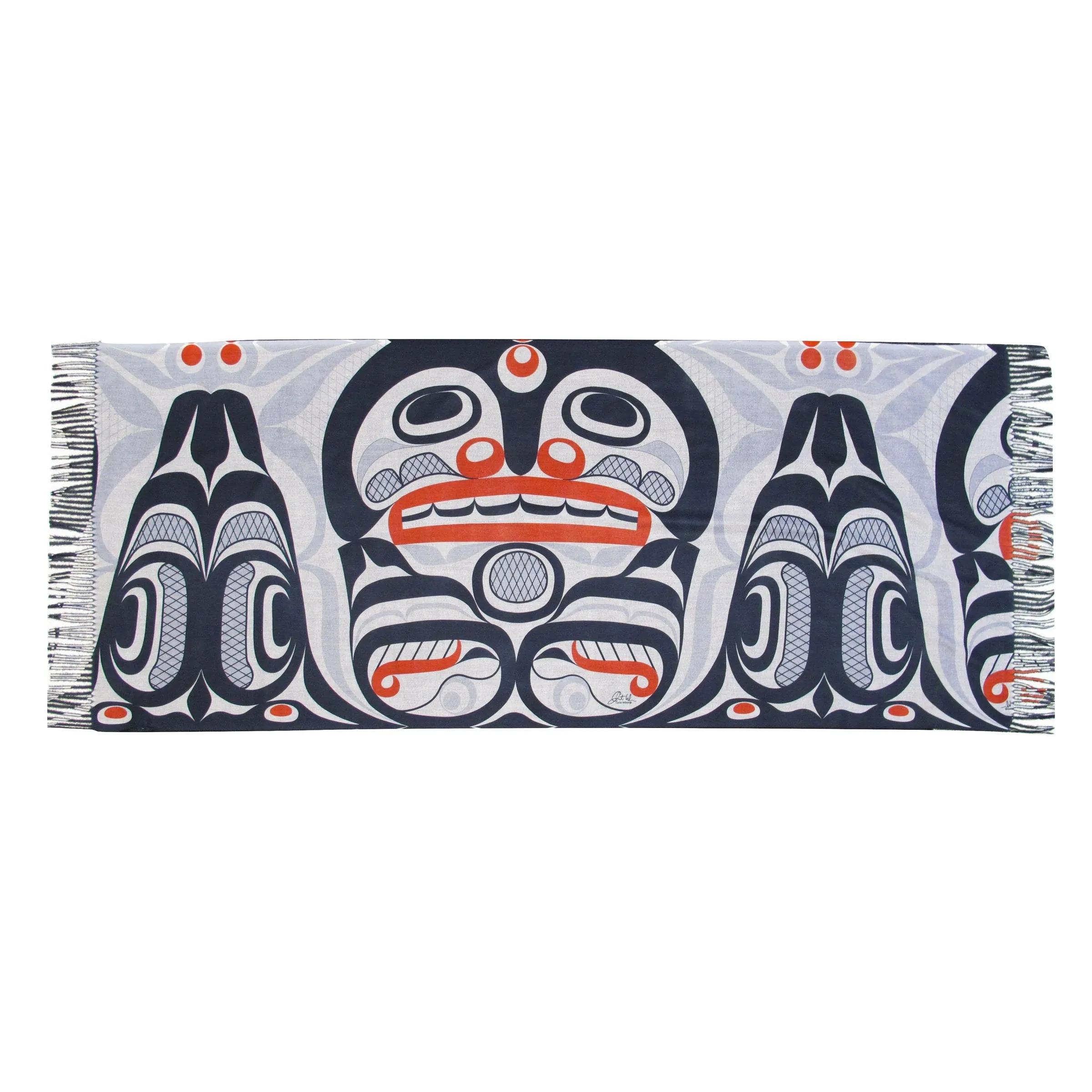 "Killer Whale Crosshatch" Art Print Shawl by Native Artist, Curtis Wilson