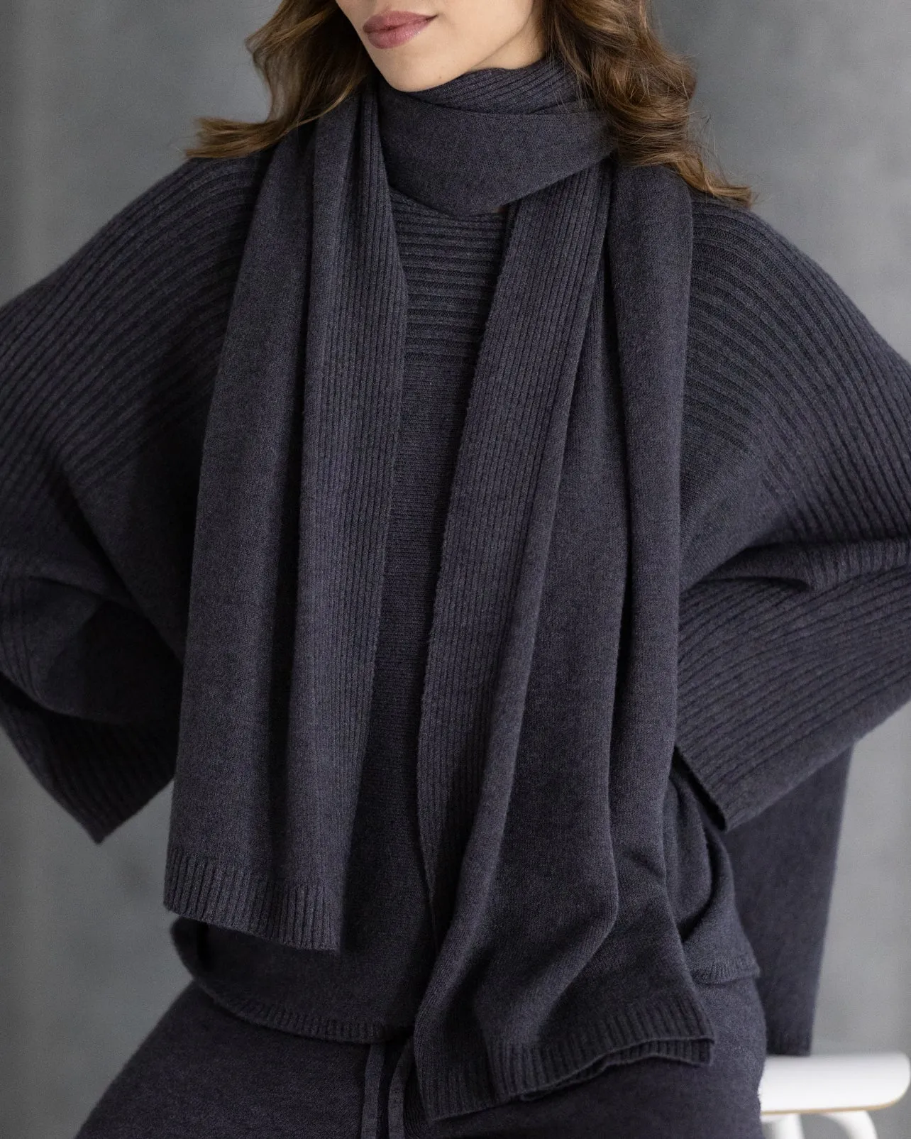 Ribbed Shawl | Charcoal