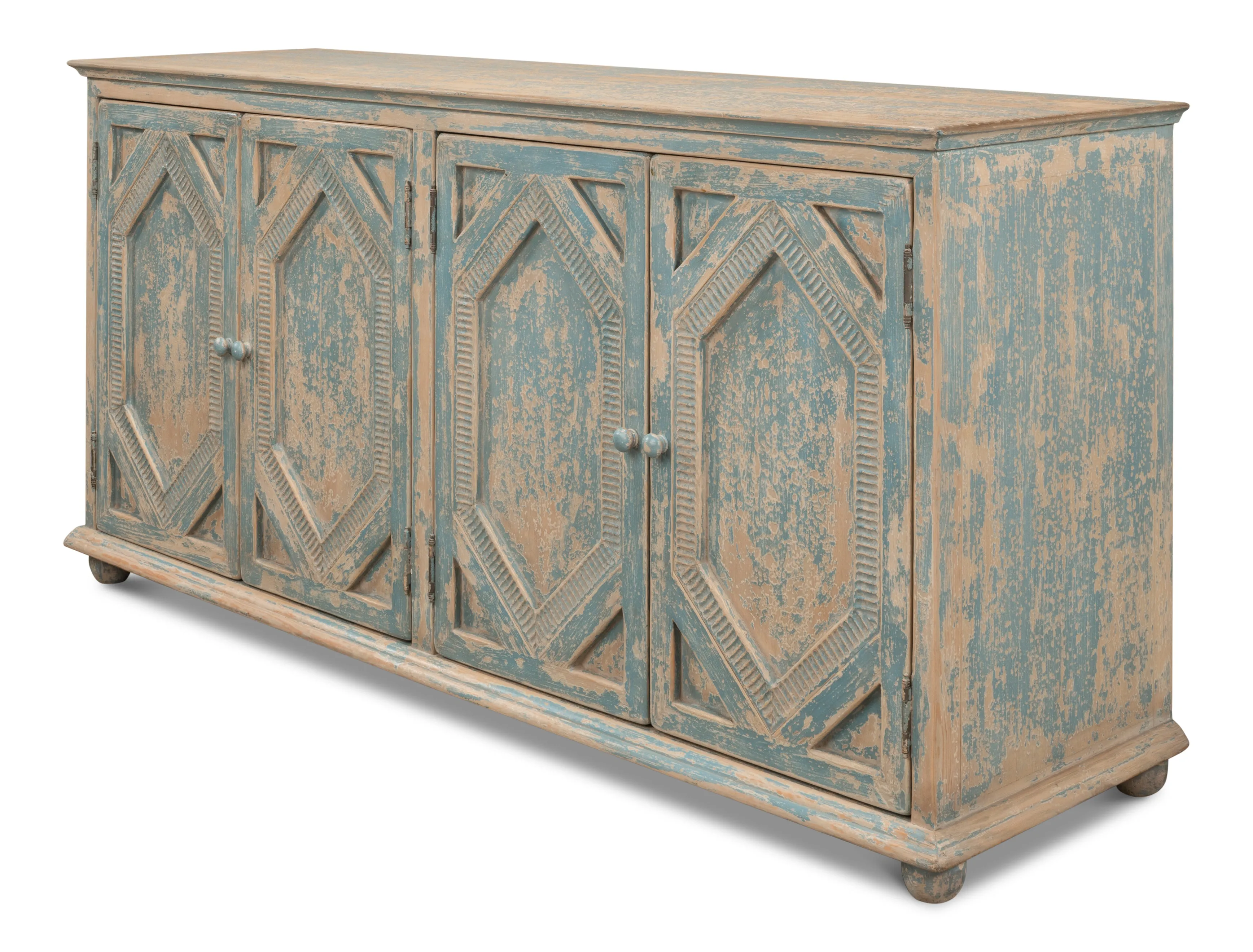 Sarreid - Four Diamonds Sideboard  Blue - Blue - Traditional