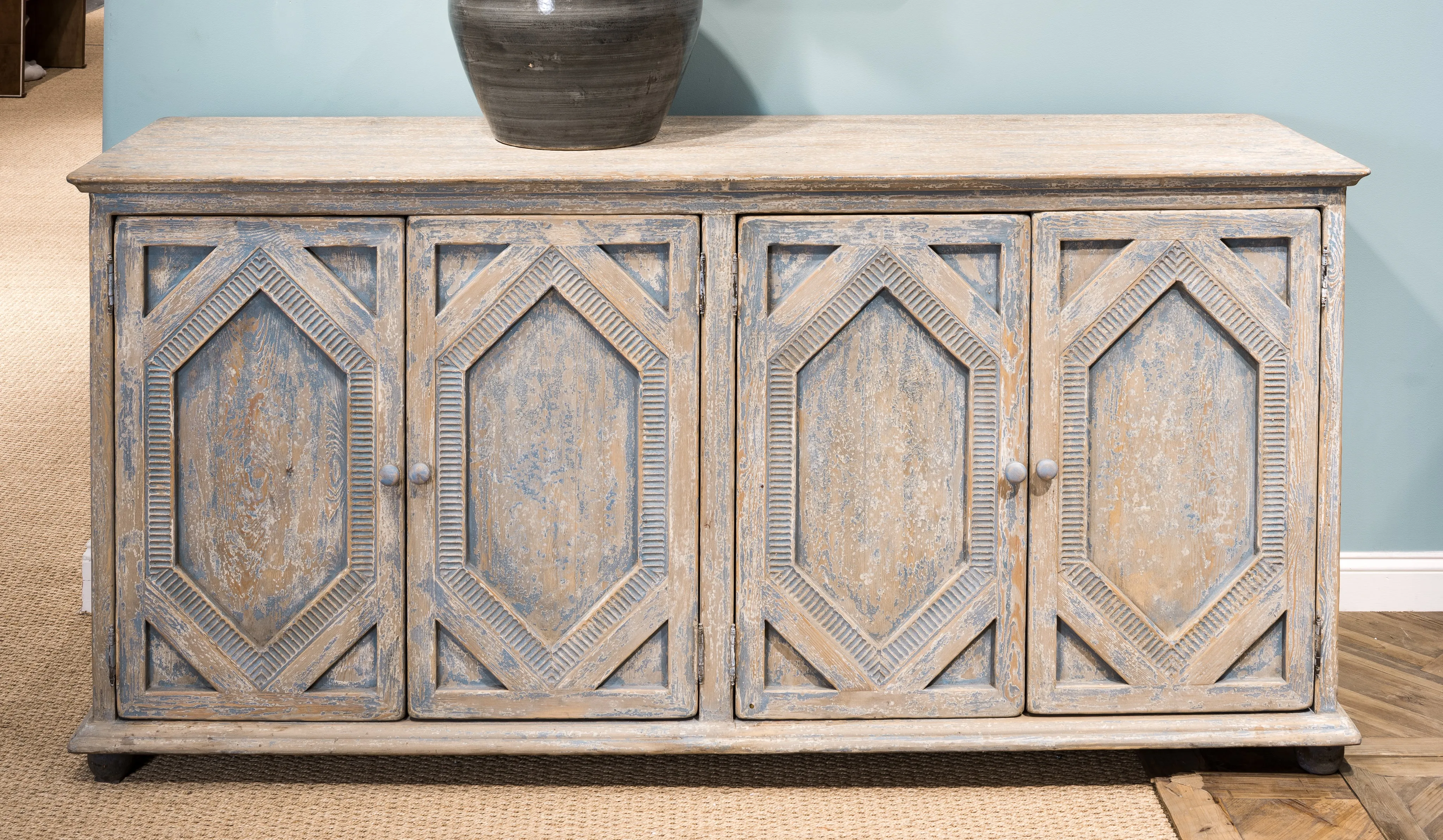 Sarreid - Four Diamonds Sideboard  Blue - Blue - Traditional