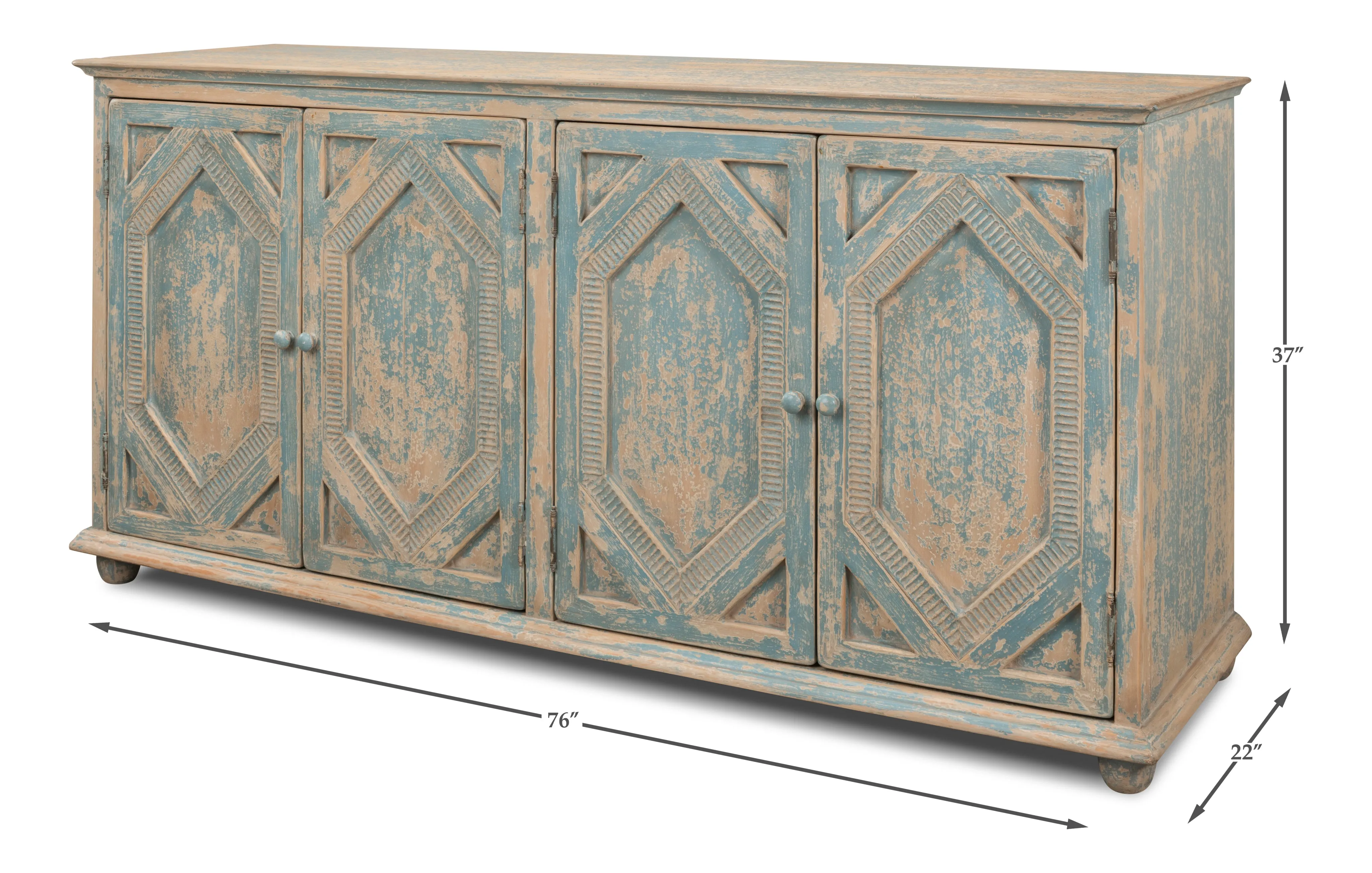 Sarreid - Four Diamonds Sideboard  Blue - Blue - Traditional