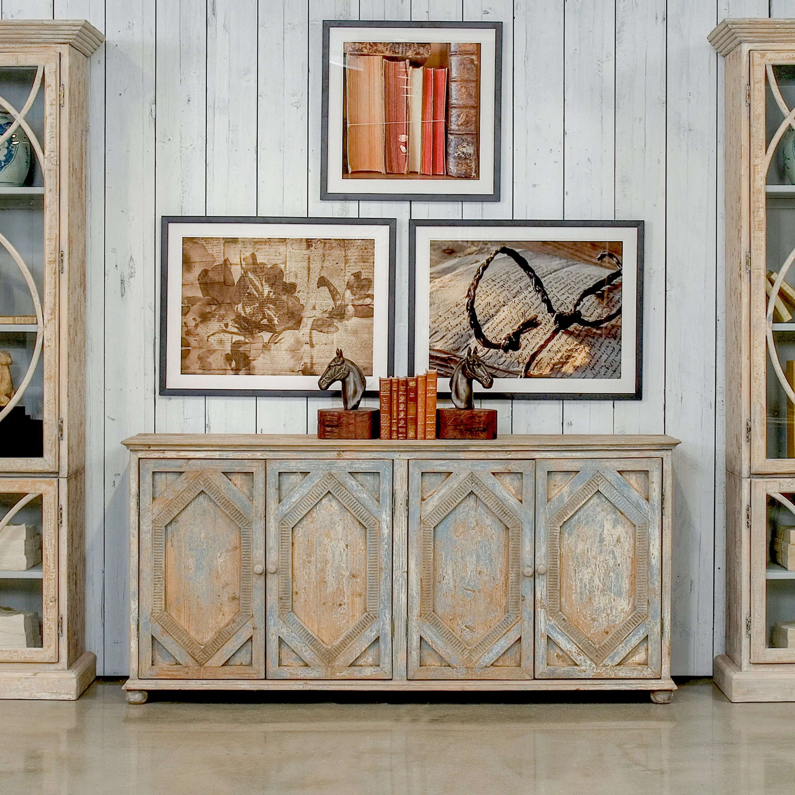 Sarreid - Four Diamonds Sideboard  Blue - Blue - Traditional