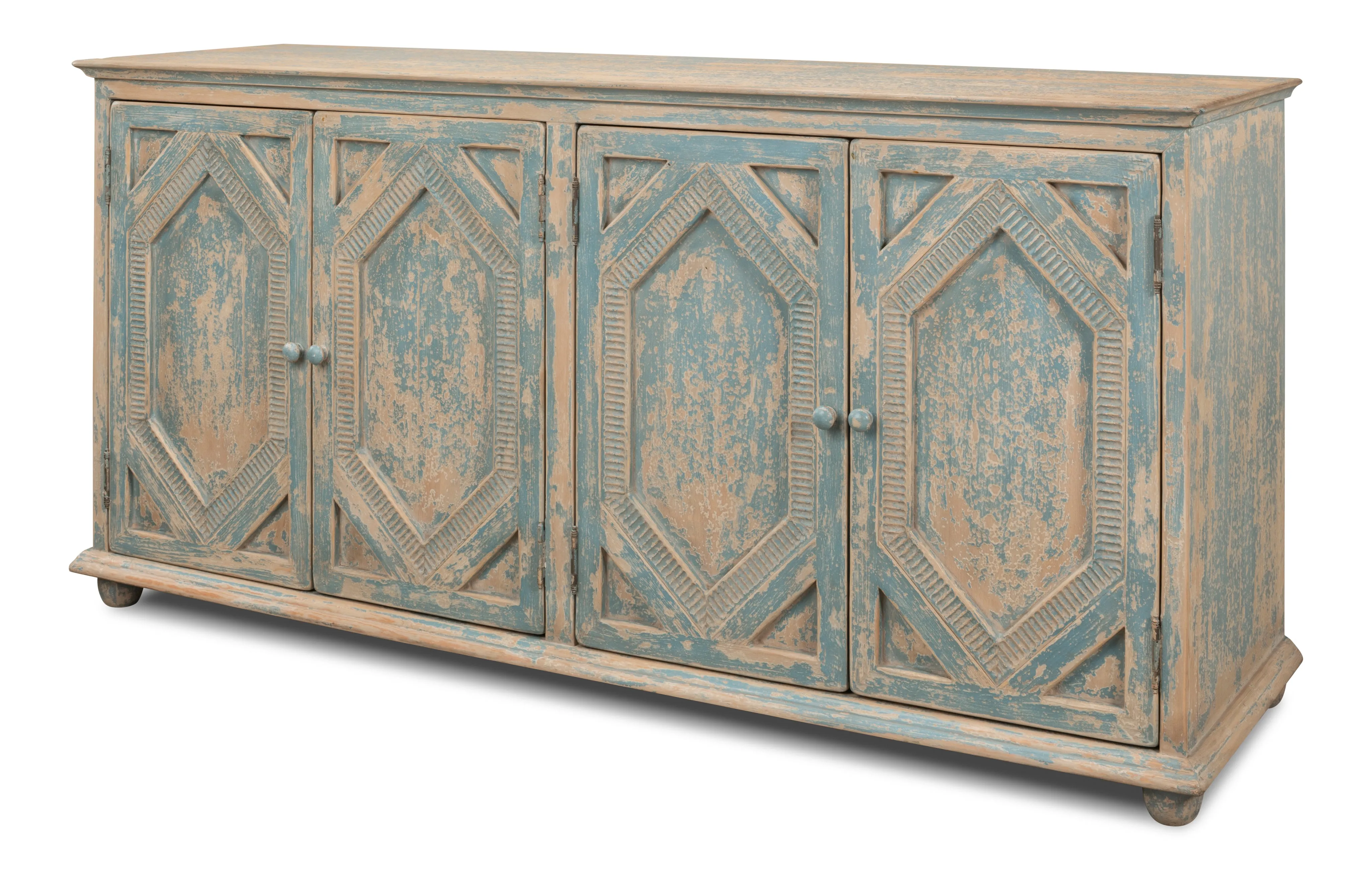 Sarreid - Four Diamonds Sideboard  Blue - Blue - Traditional