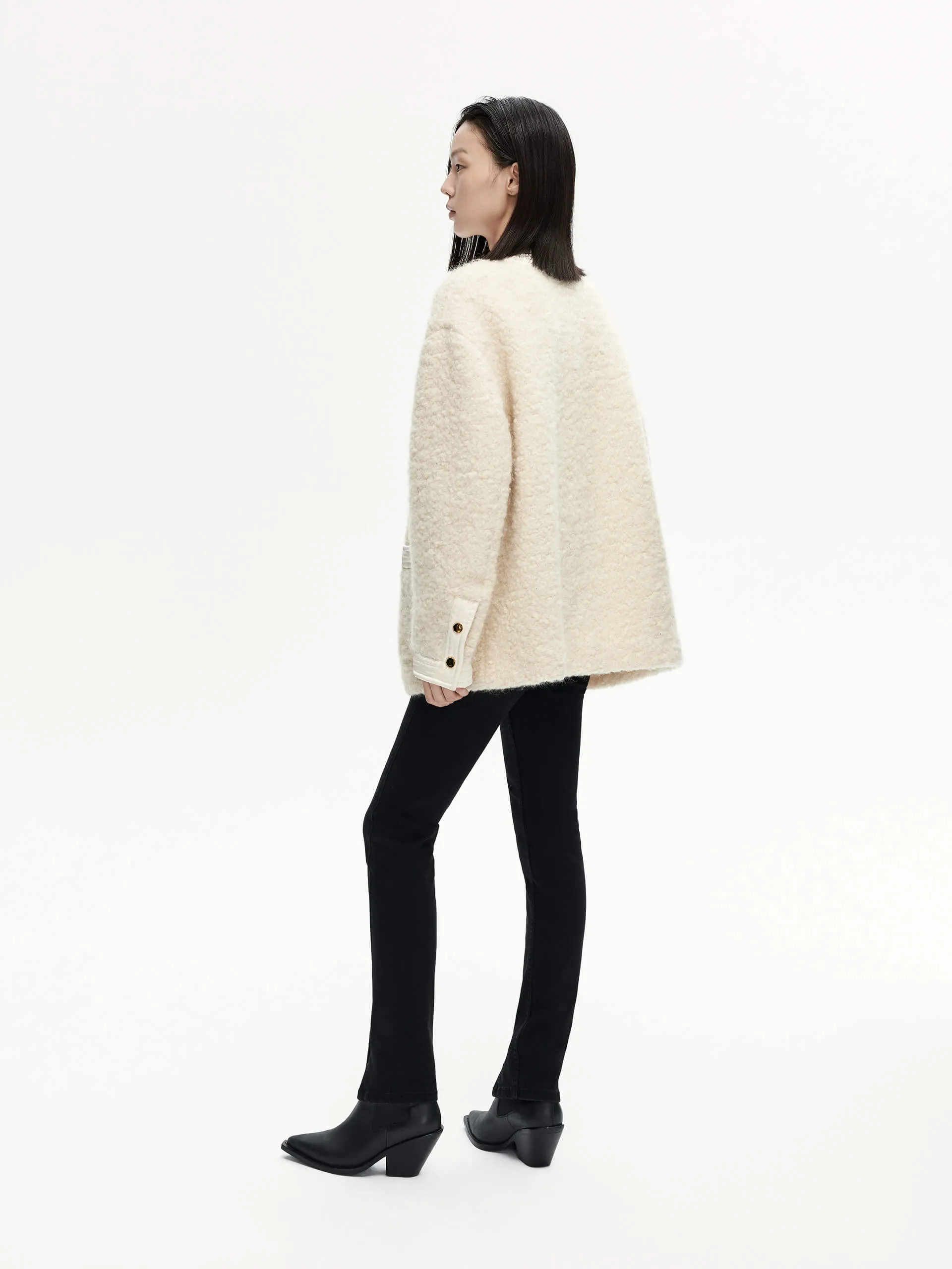 Satin Trimmed V-Neck Jacket