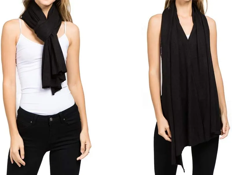 Scarfand's Versatile V-Neck Boat Neck Cashmere Feel Poncho Sweater Bright Solid Colors