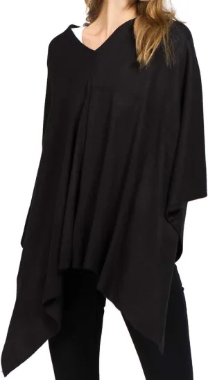 Scarfand's Versatile V-Neck Boat Neck Cashmere Feel Poncho Sweater Bright Solid Colors