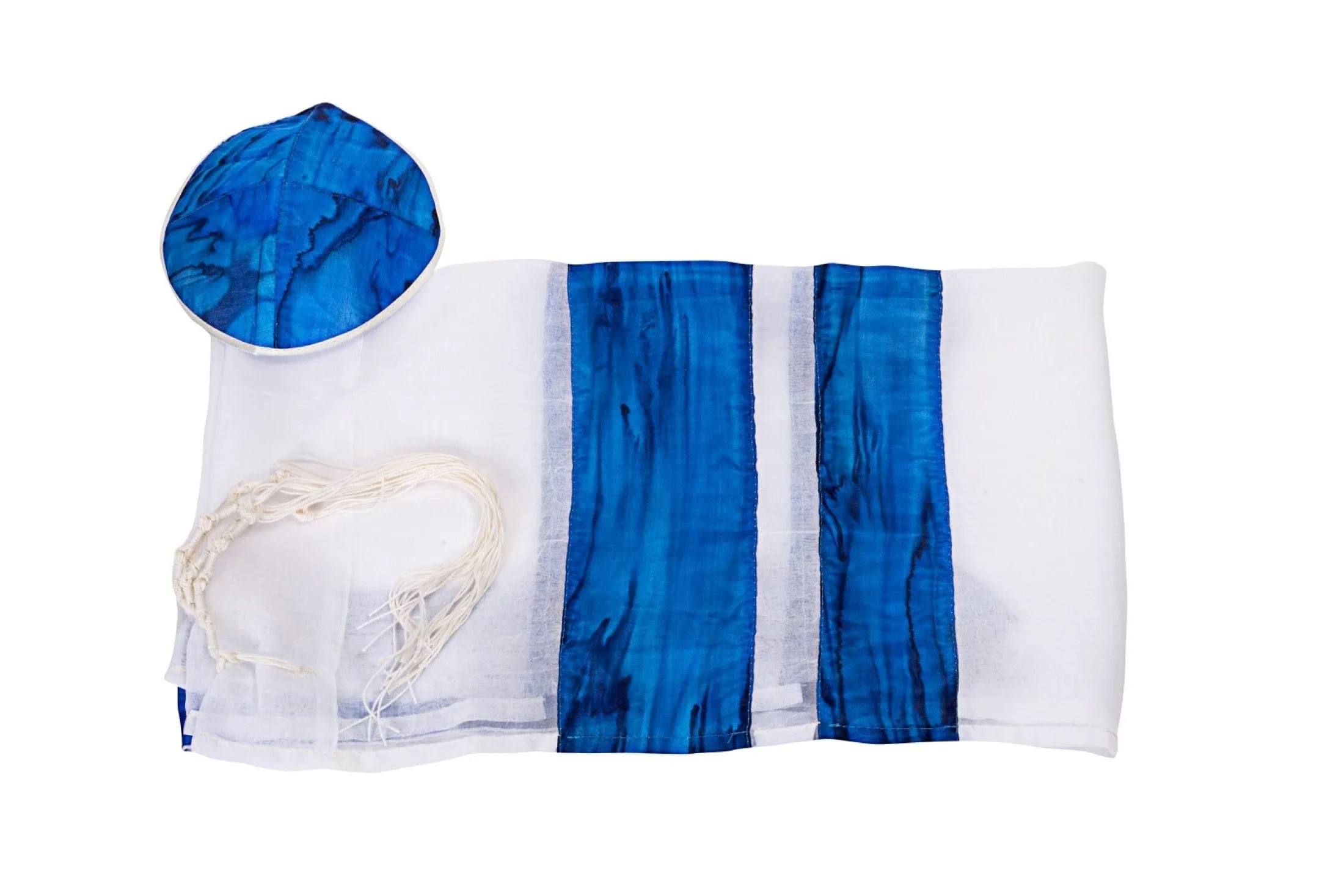 Sea Blue Silk Stripes Girls Tallit, Bat Mitzvah Tallit, Sheer Tallit for Girl, Silk Tallit, Feminine Tallit, Women's Tallit Prayer Shawl
