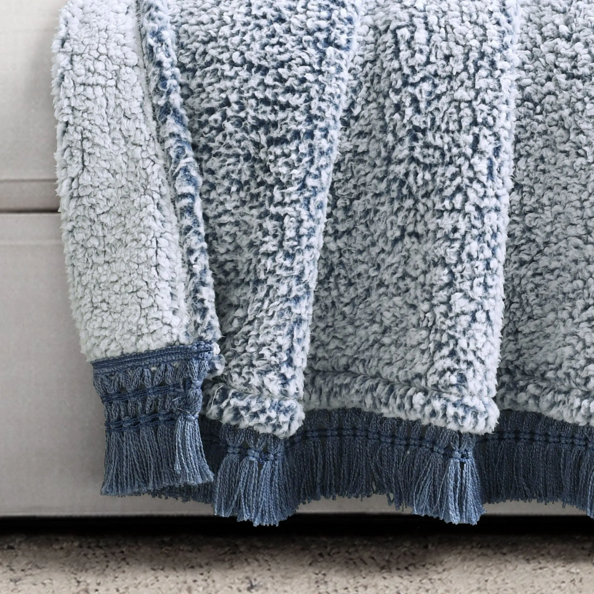 Sherpa Tassel Fringe Throw Blanket