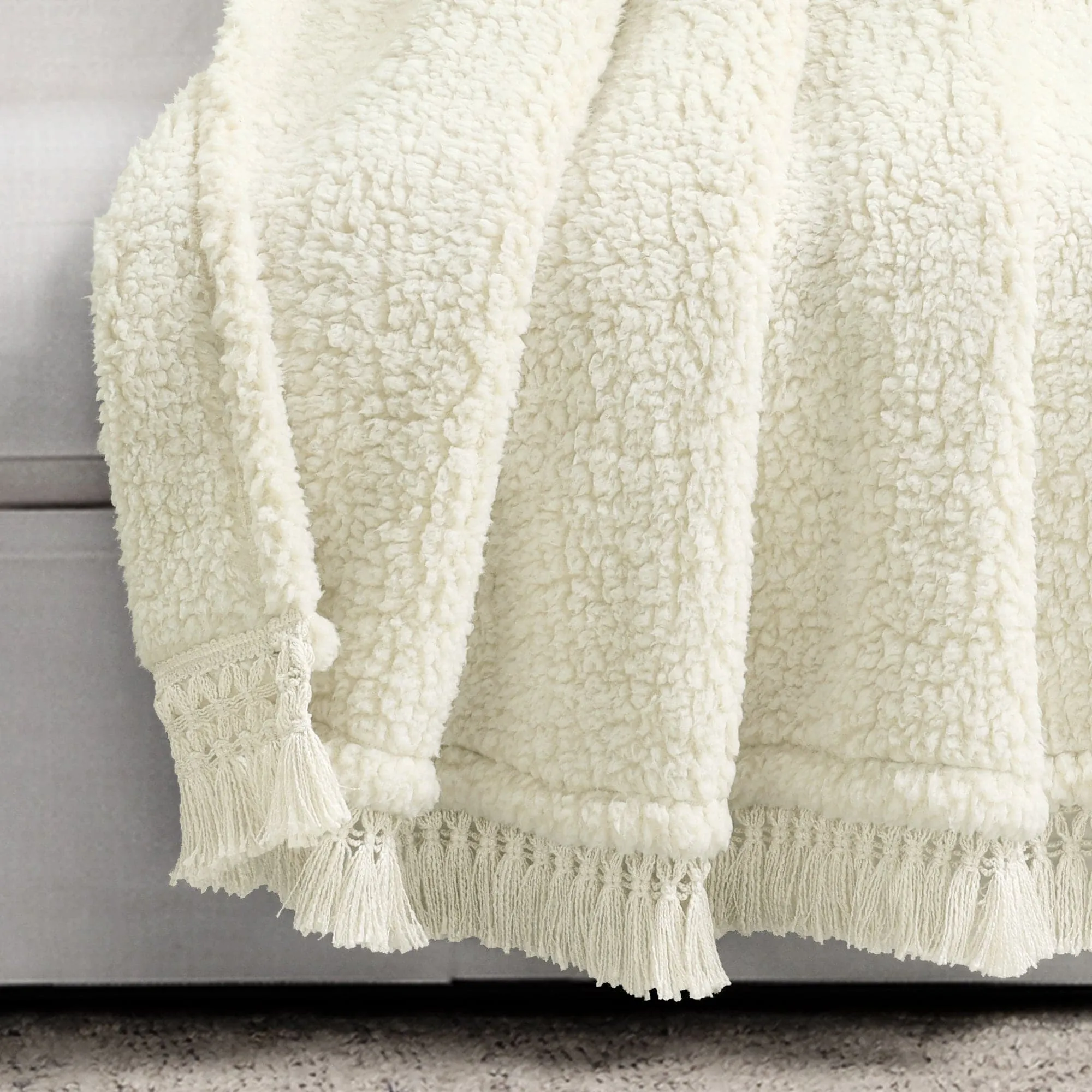Sherpa Tassel Fringe Throw Blanket