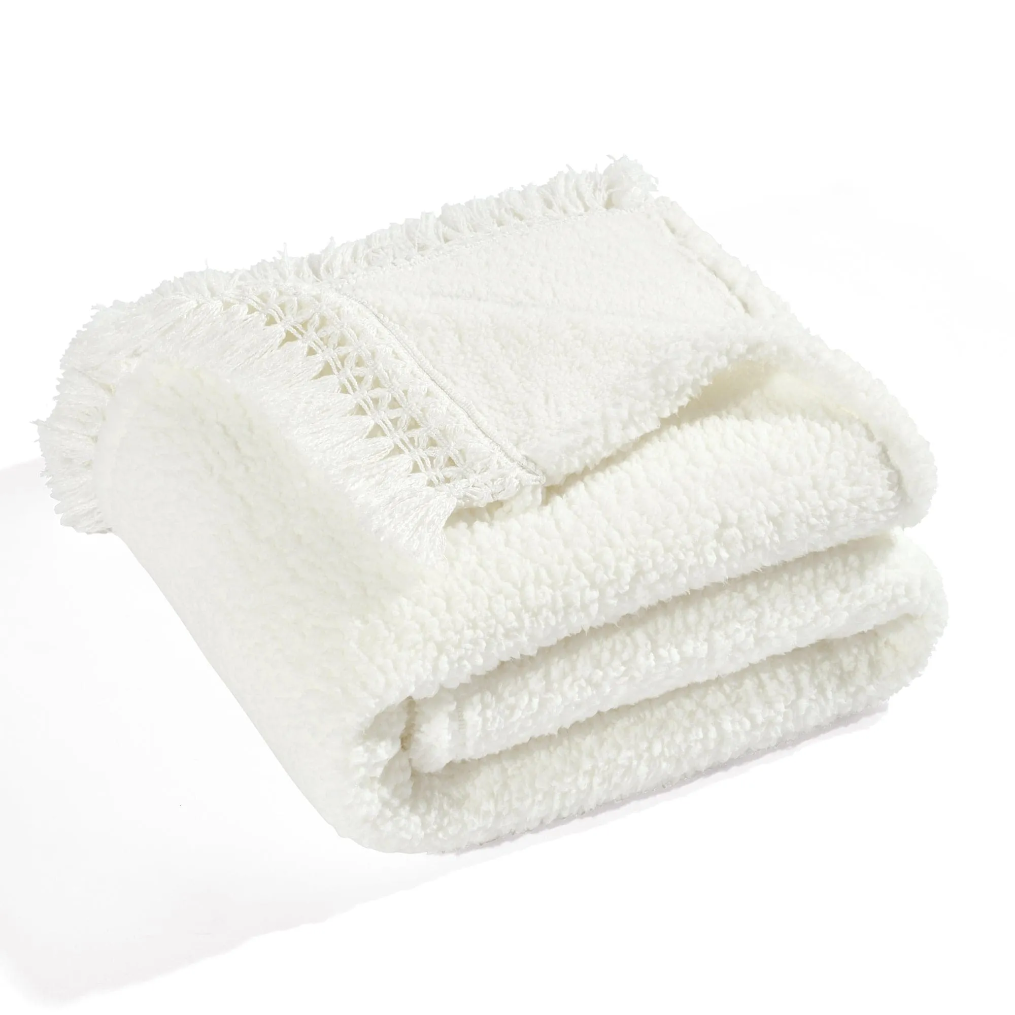 Sherpa Tassel Fringe Throw Blanket