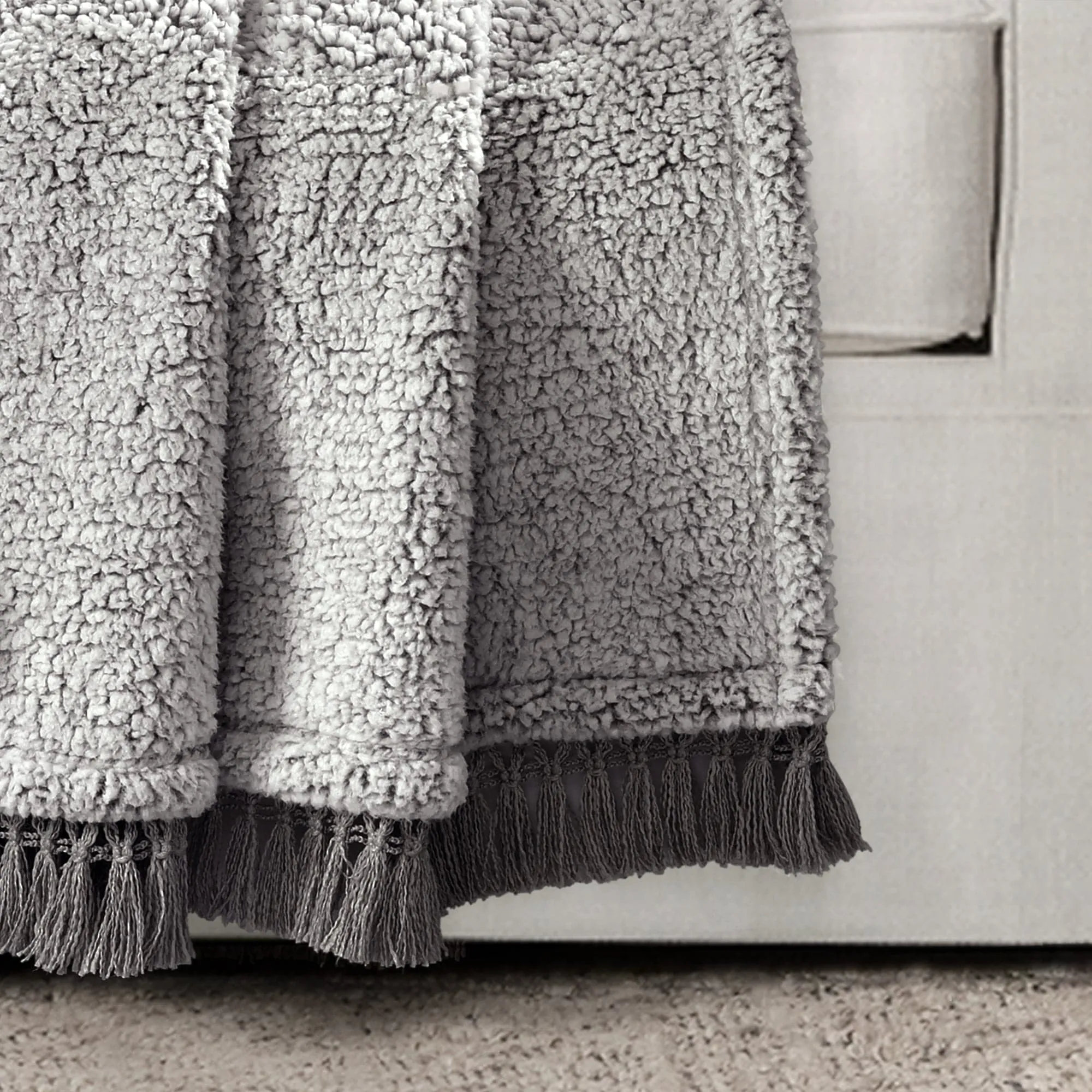Sherpa Tassel Fringe Throw Blanket