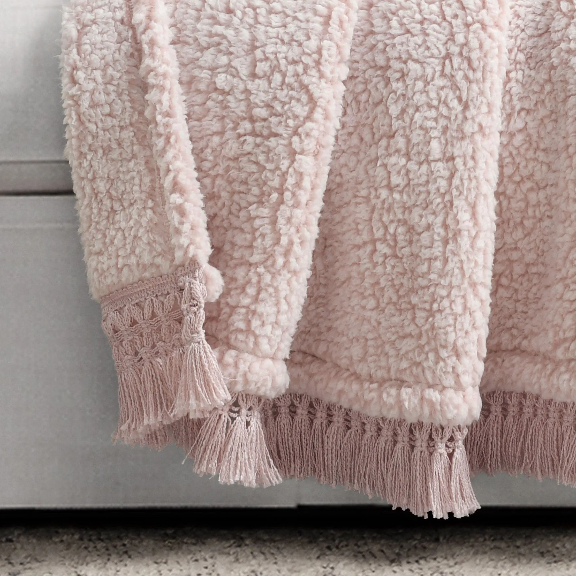 Sherpa Tassel Fringe Throw Blanket