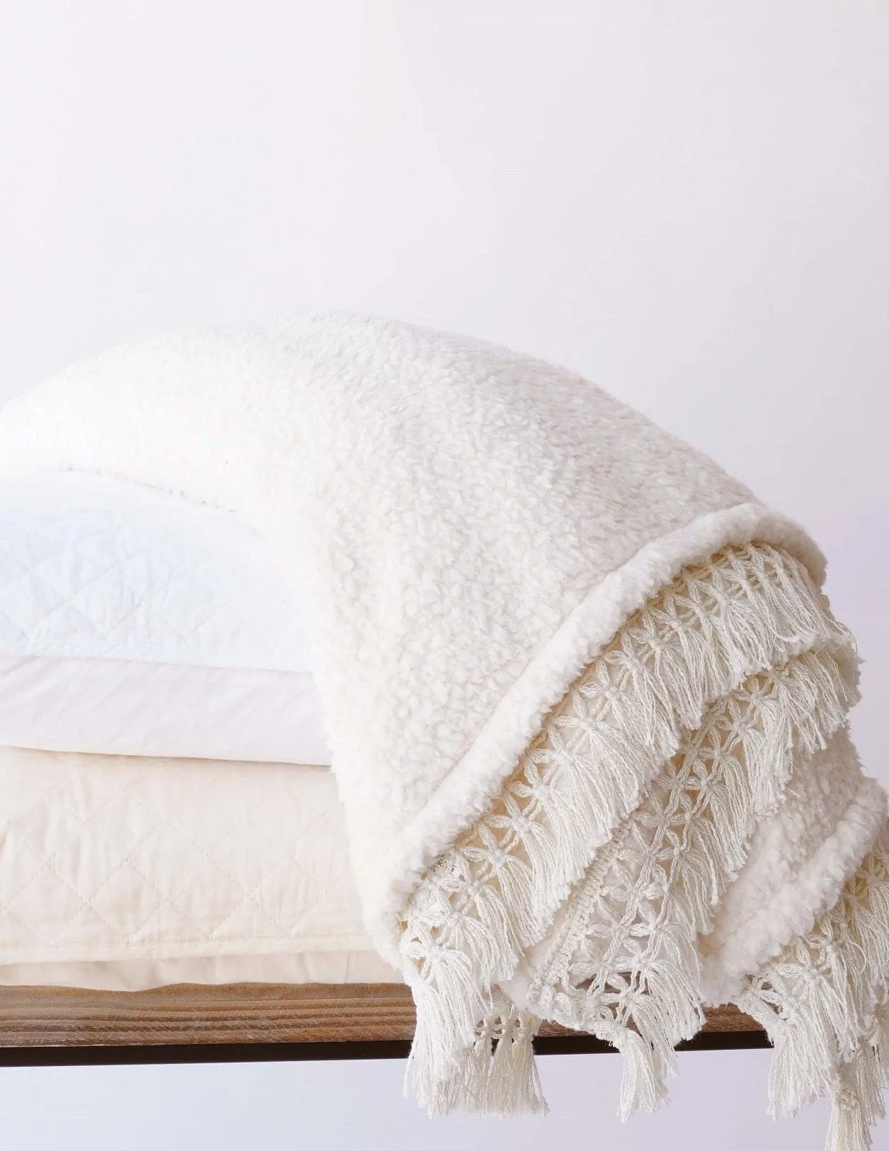 Sherpa Tassel Fringe Throw Blanket