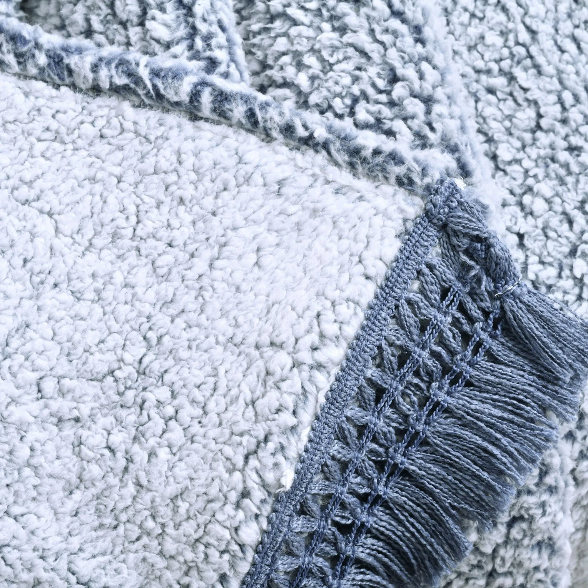 Sherpa Tassel Fringe Throw Blanket