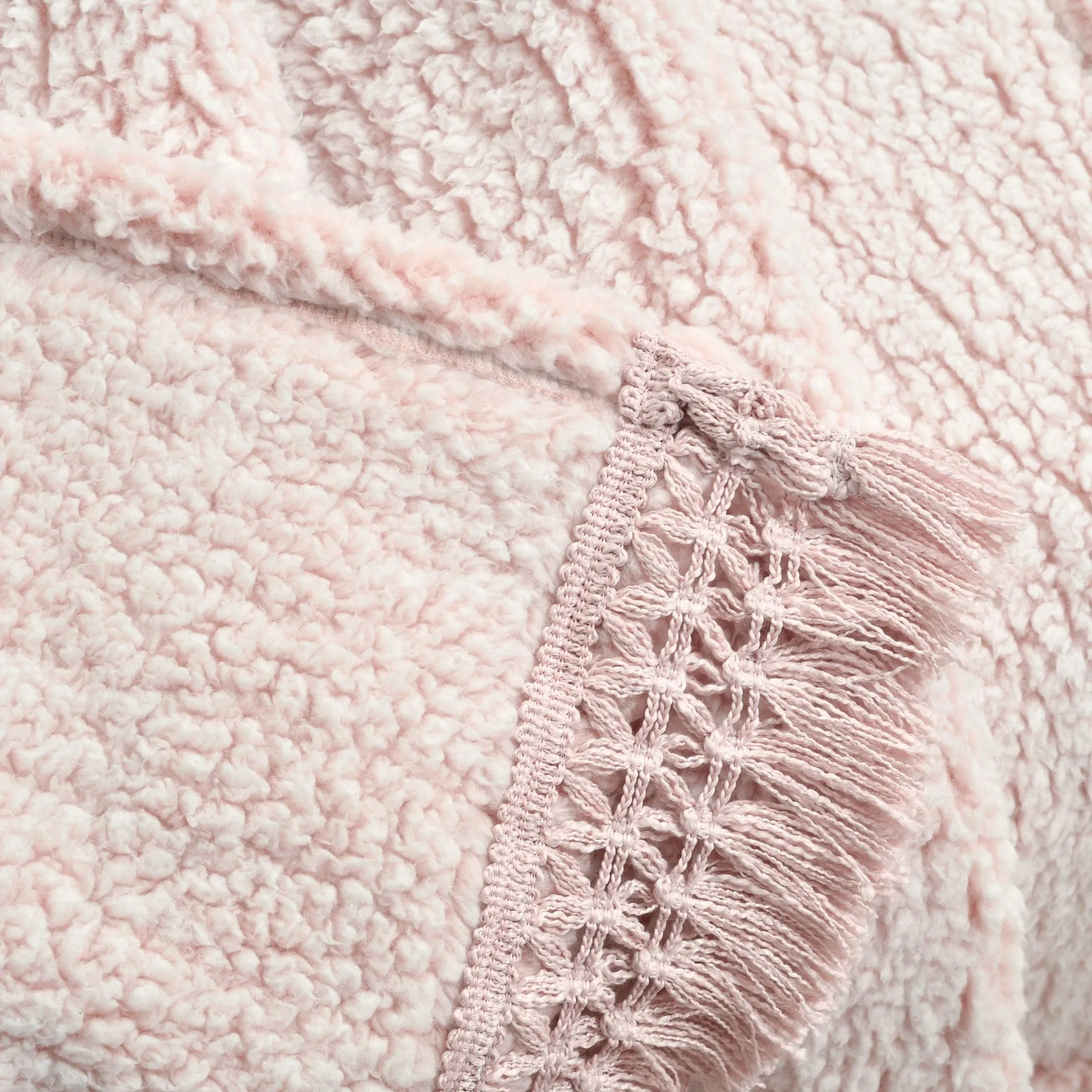 Sherpa Tassel Fringe Throw Blanket