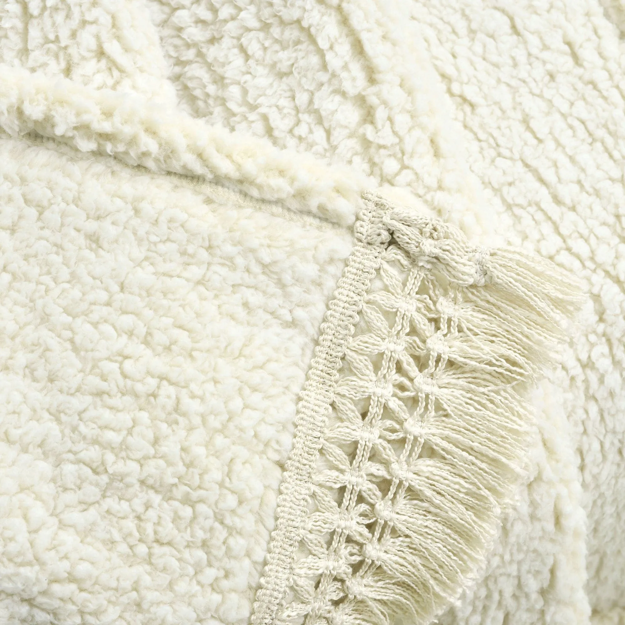 Sherpa Tassel Fringe Throw Blanket