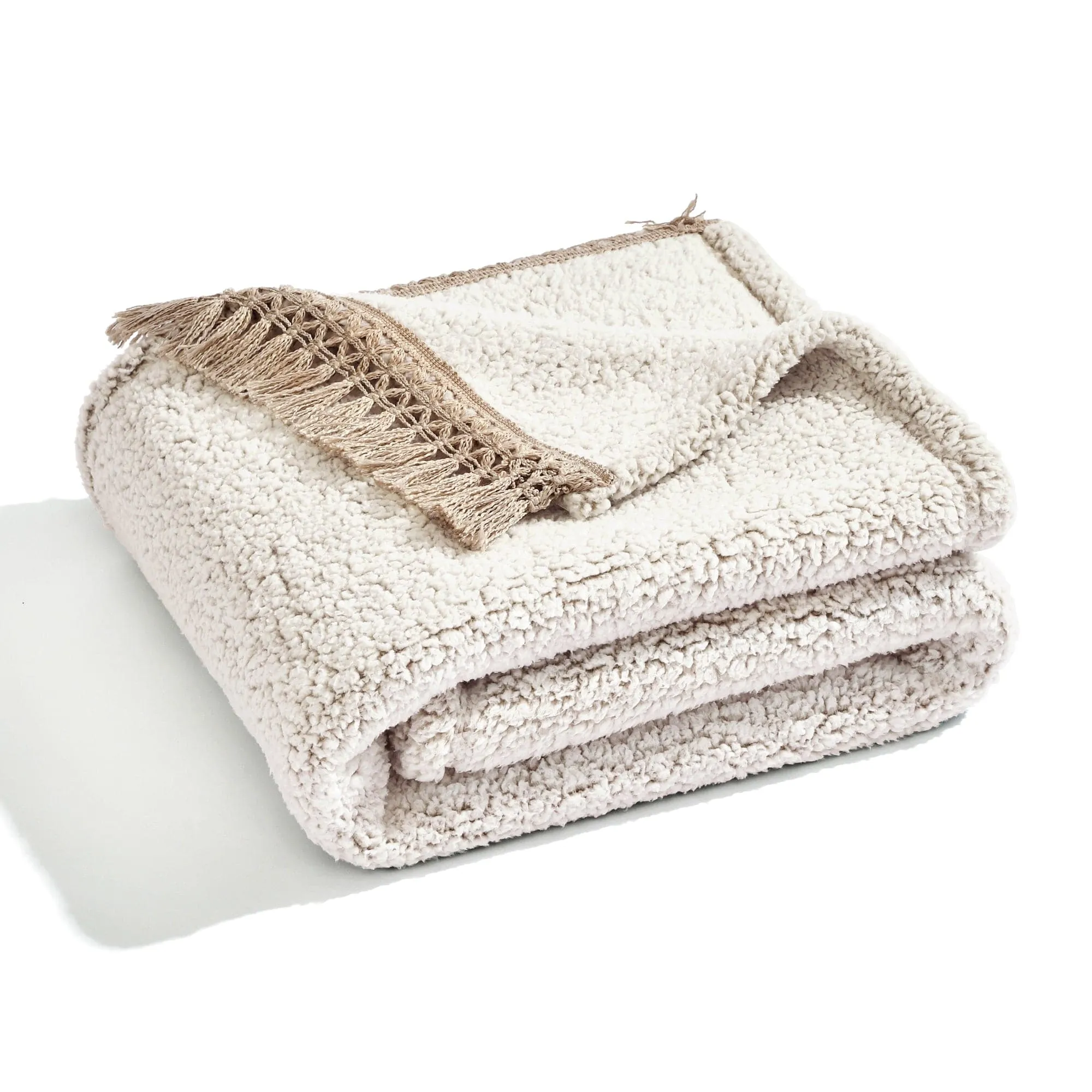 Sherpa Tassel Fringe Throw Blanket