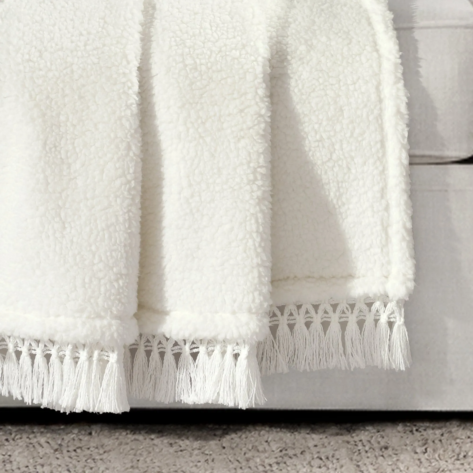 Sherpa Tassel Fringe Throw Blanket