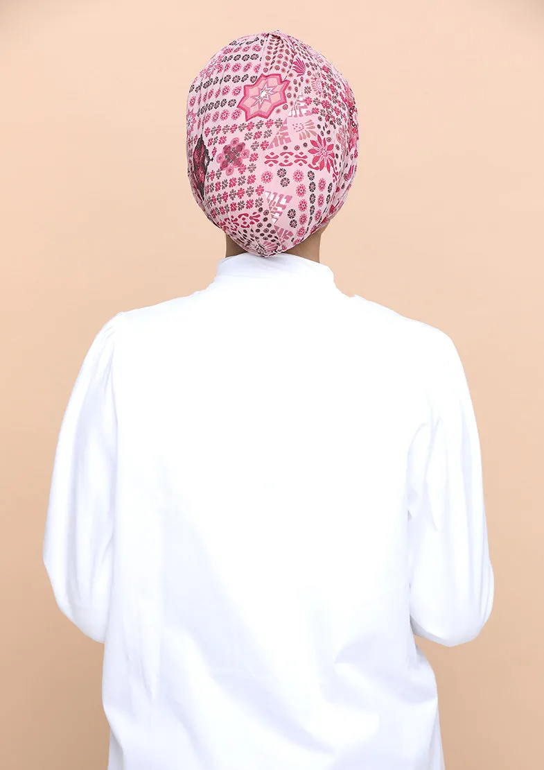 Sindibad Pink- Cap Shawl- Mosaic Chiffon