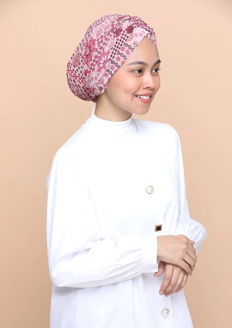 Sindibad Pink- Cap Shawl- Mosaic Chiffon