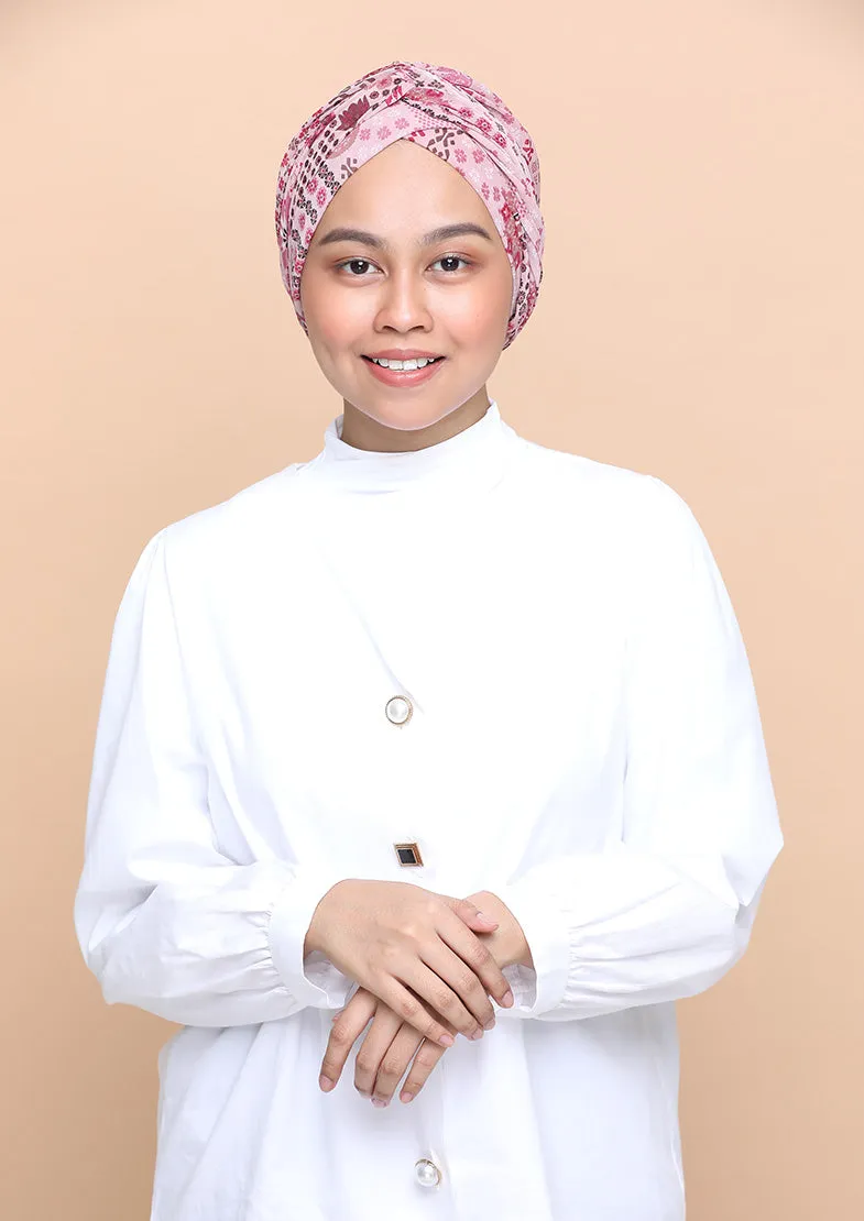 Sindibad Pink- Cap Shawl- Mosaic Chiffon
