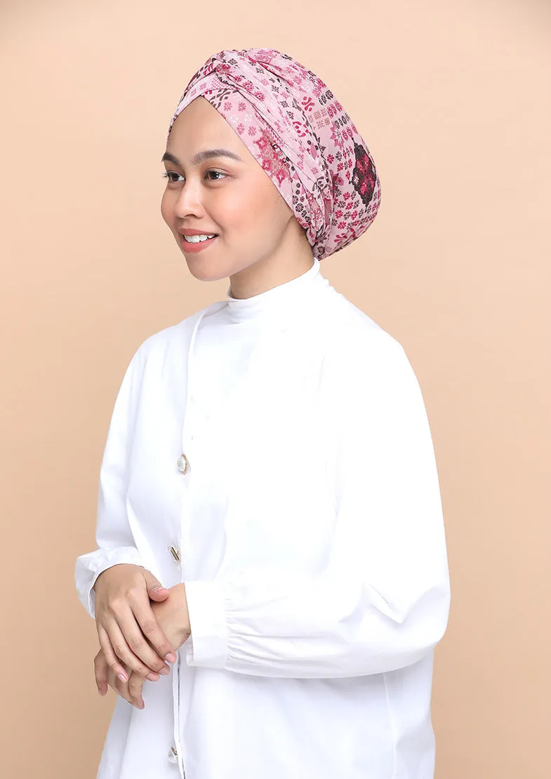 Sindibad Pink- Cap Shawl- Mosaic Chiffon