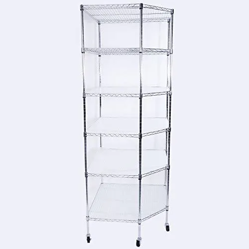 SoSo-BanTian1989 72"x28"x28" Commercial 6 Tier Adjustable Wire Metal Shelf Rack (Chrome)