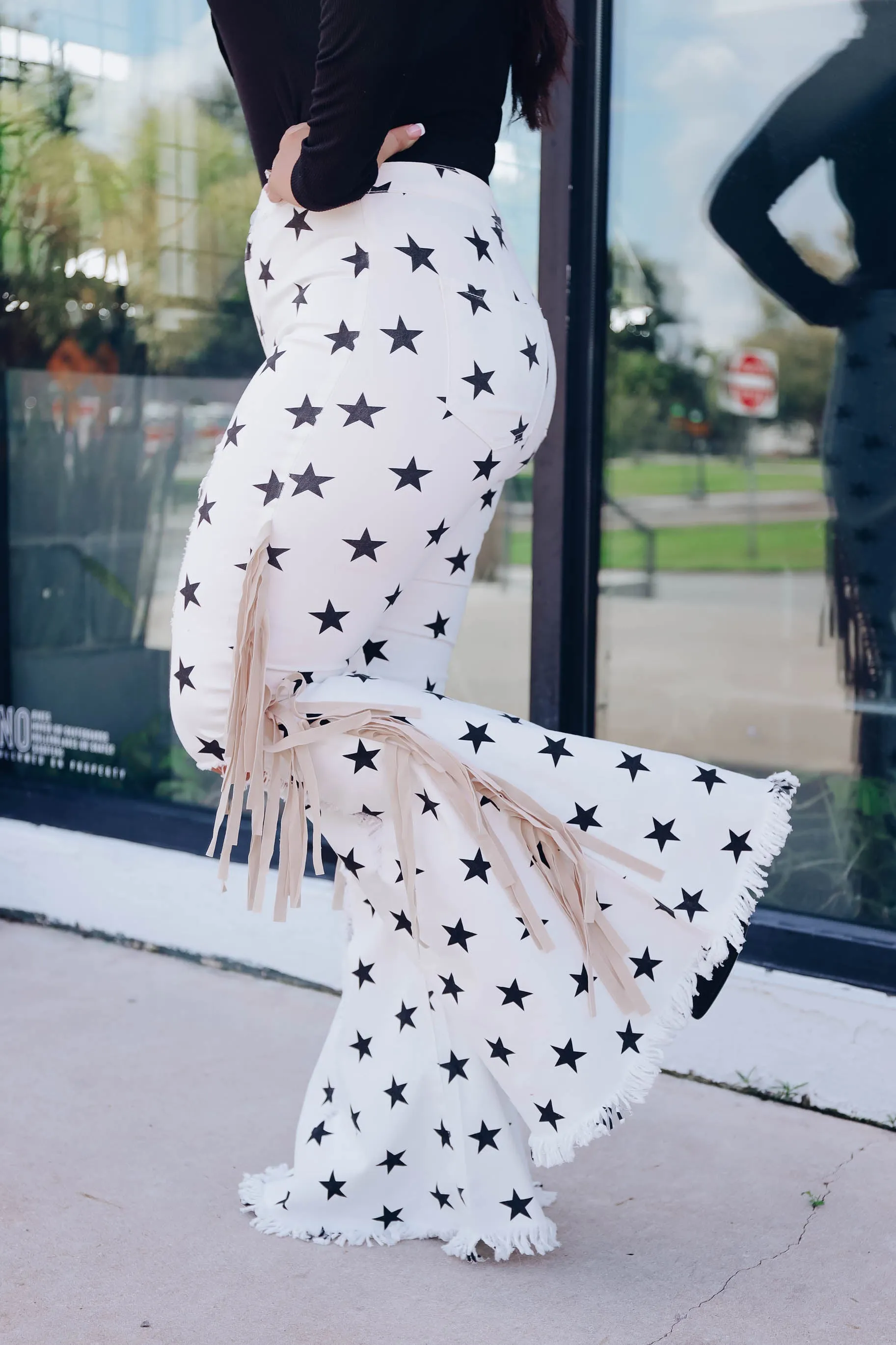 Star Fringed Flare Pants
