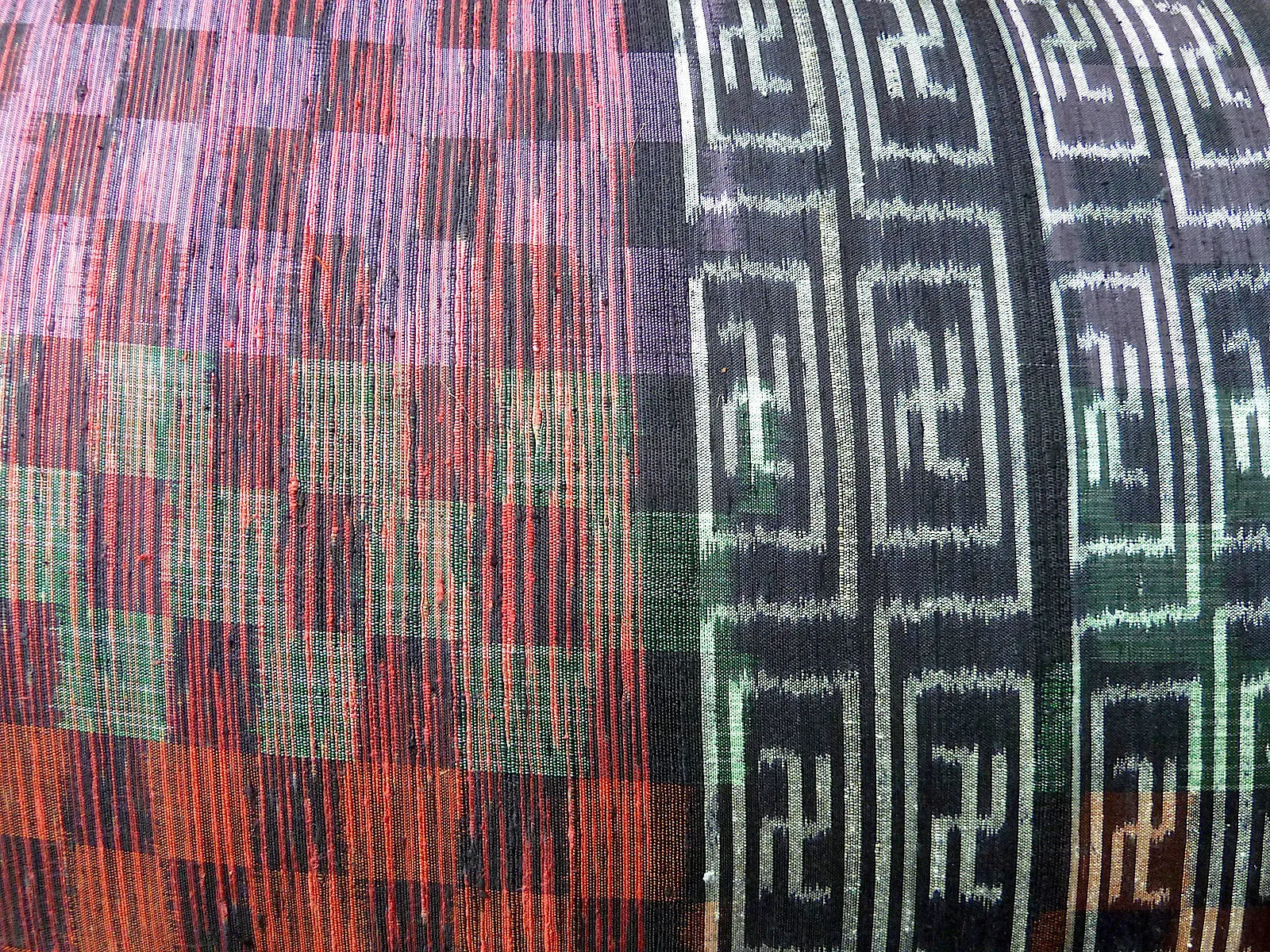 Thai Silk Modern Ikat King Size Pillows  Sold As Pair Orange Black