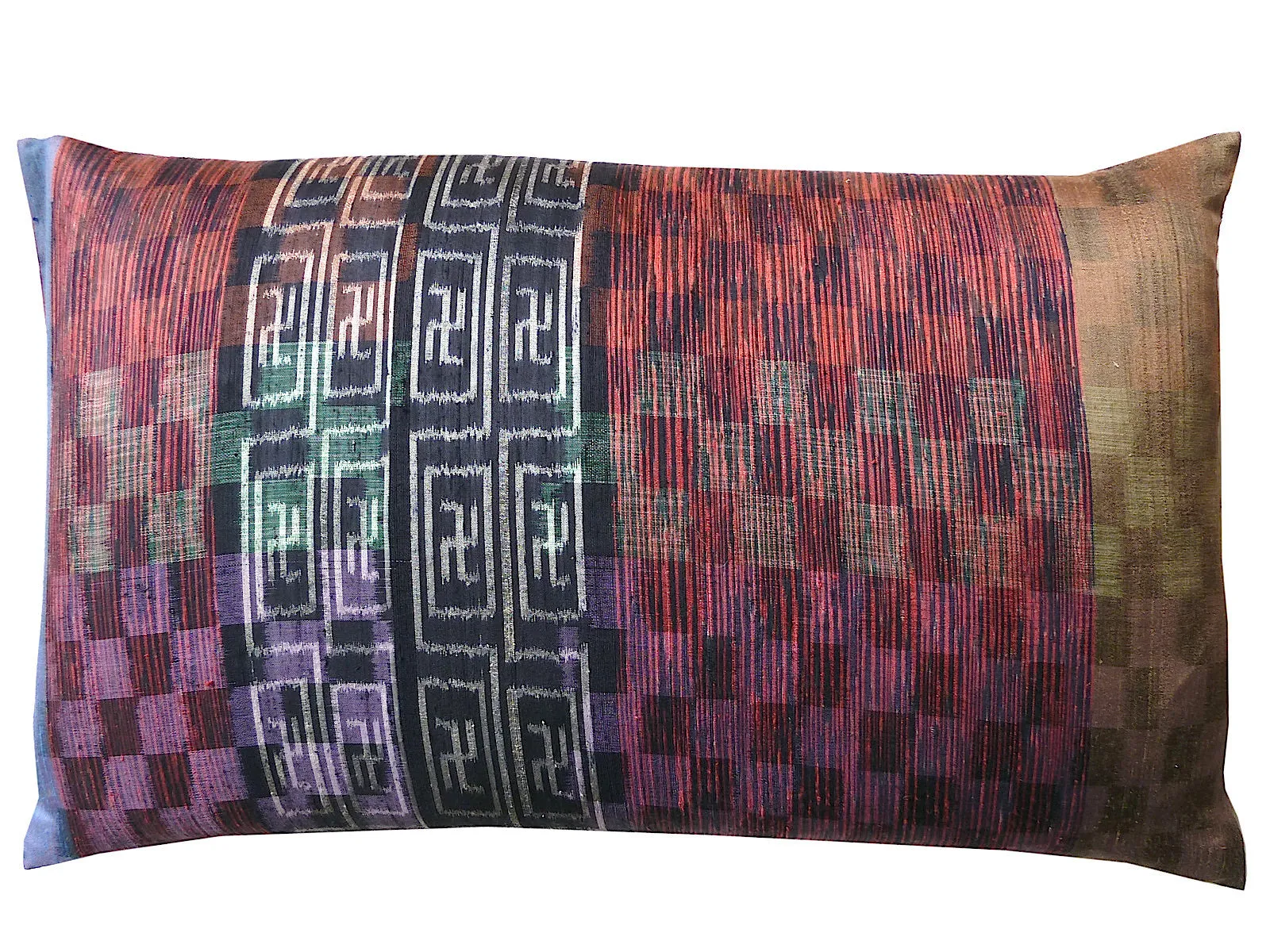Thai Silk Modern Ikat King Size Pillows  Sold As Pair Orange Black