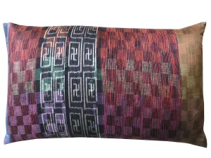 Thai Silk Modern Ikat King Size Pillows  Sold As Pair Orange Black