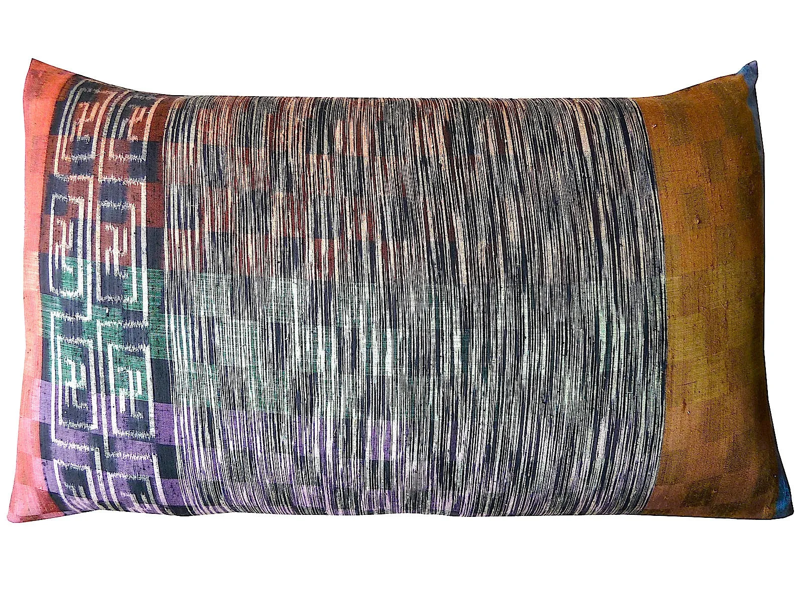 Thai Silk Modern Ikat King Size Pillows  Sold As Pair Orange Black