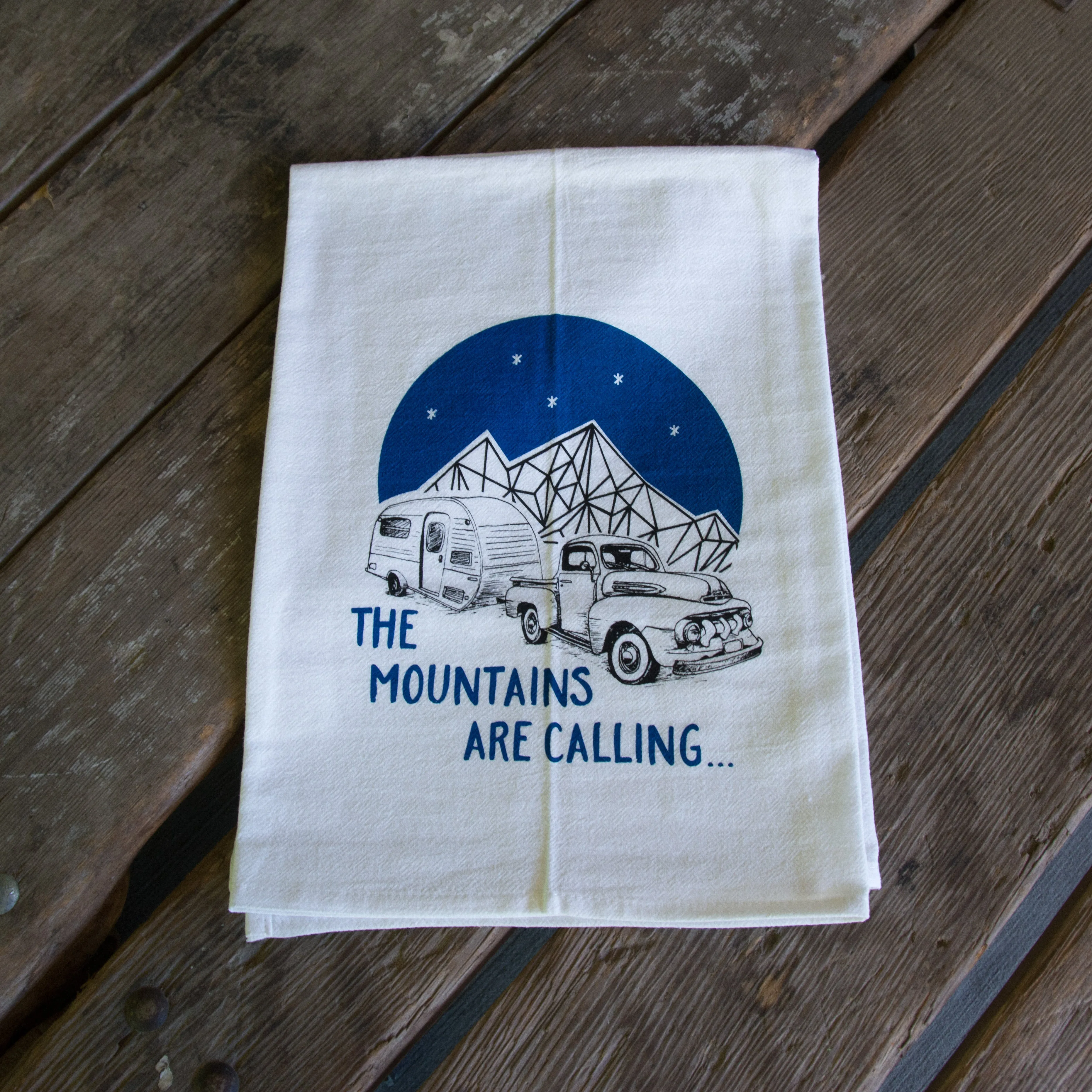 The Mountains are Calling Tea Towel, flour sack towel