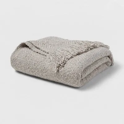 Threshold Boucle Throw Blanket Oversized 80x60 Midweight Woven Fringe