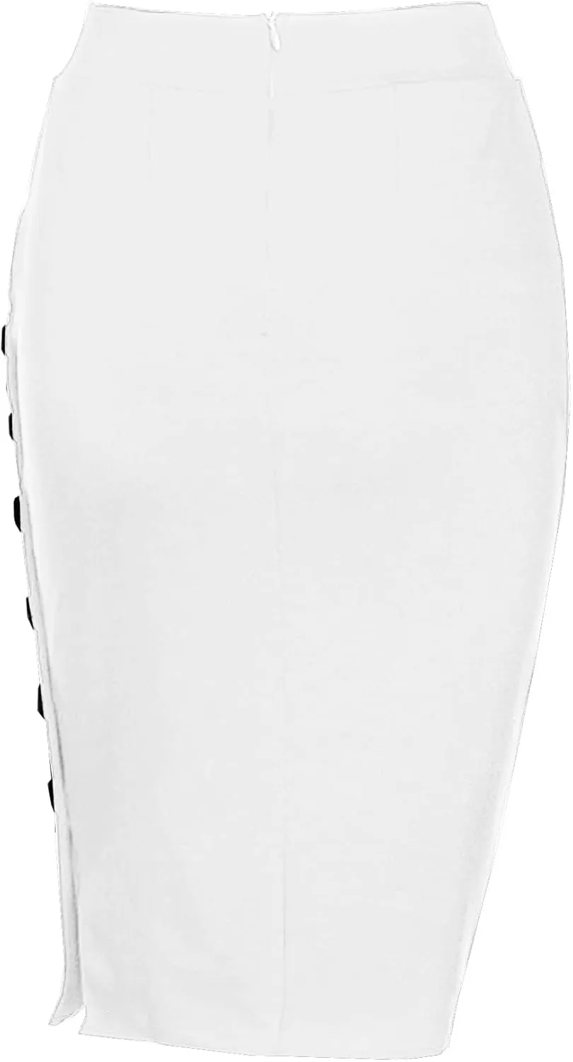 TONCHENGSD Women's High Waist Stretch Bodycon Side Split Midi Pencil Skirt