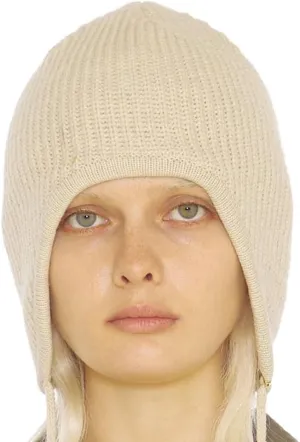 UNDERCONTROL Gold Brass Label Unisex Winter Cashmere Mixed String Ear Flap Fitted Slouchy Beanie Knit Hat Snow Skull Korea