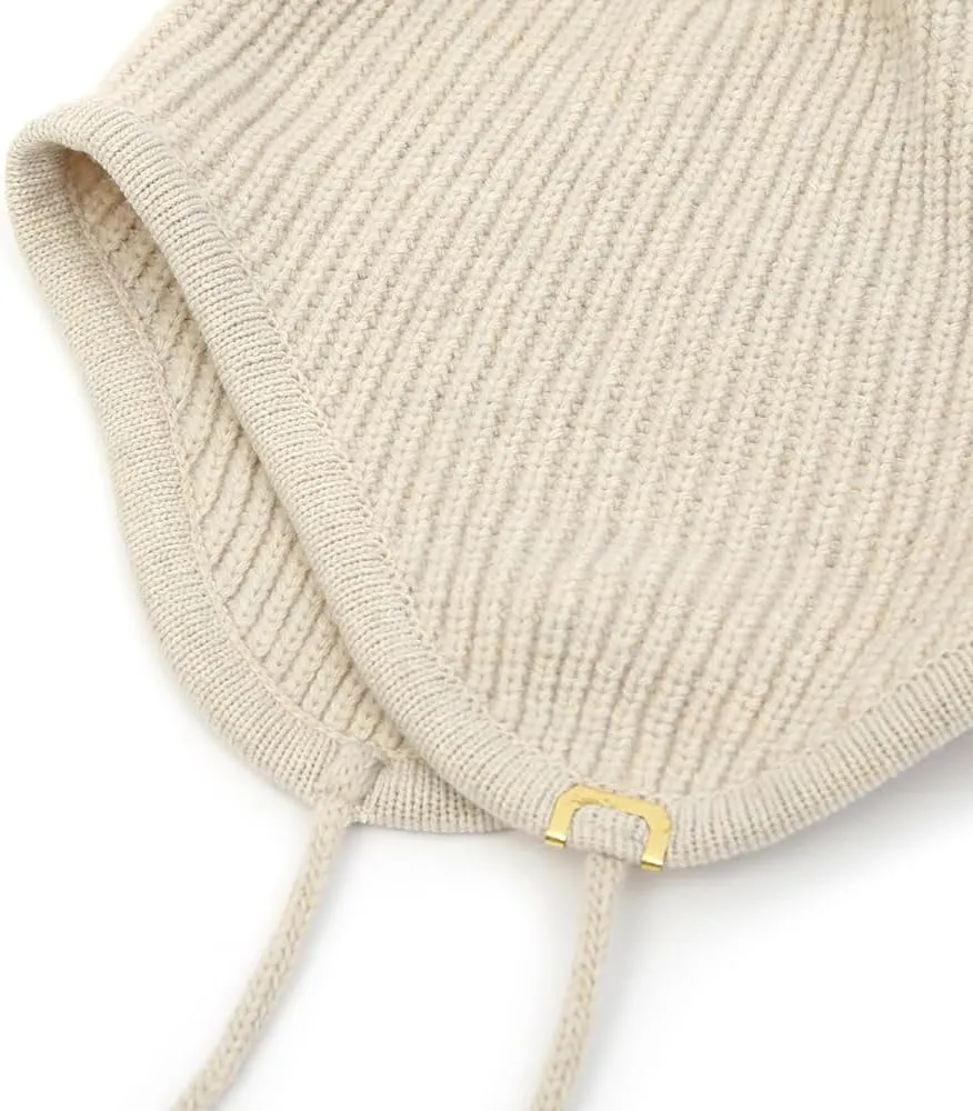 UNDERCONTROL Gold Brass Label Unisex Winter Cashmere Mixed String Ear Flap Fitted Slouchy Beanie Knit Hat Snow Skull Korea