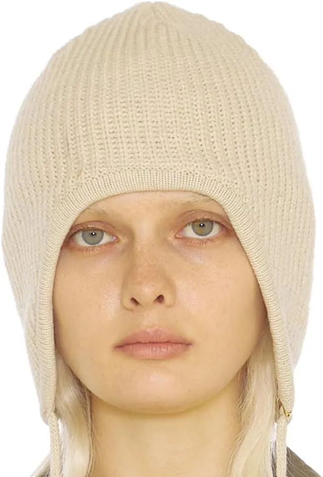 UNDERCONTROL Gold Brass Label Unisex Winter Cashmere Mixed String Ear Flap Fitted Slouchy Beanie Knit Hat Snow Skull Korea