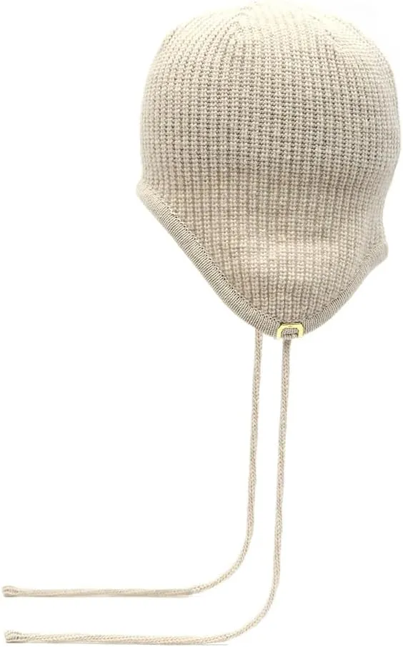 UNDERCONTROL Gold Brass Label Unisex Winter Cashmere Mixed String Ear Flap Fitted Slouchy Beanie Knit Hat Snow Skull Korea