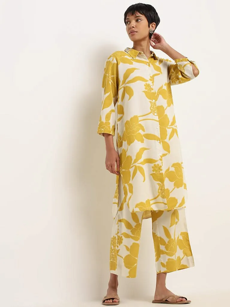 Utsa Yellow Printed Palazzos