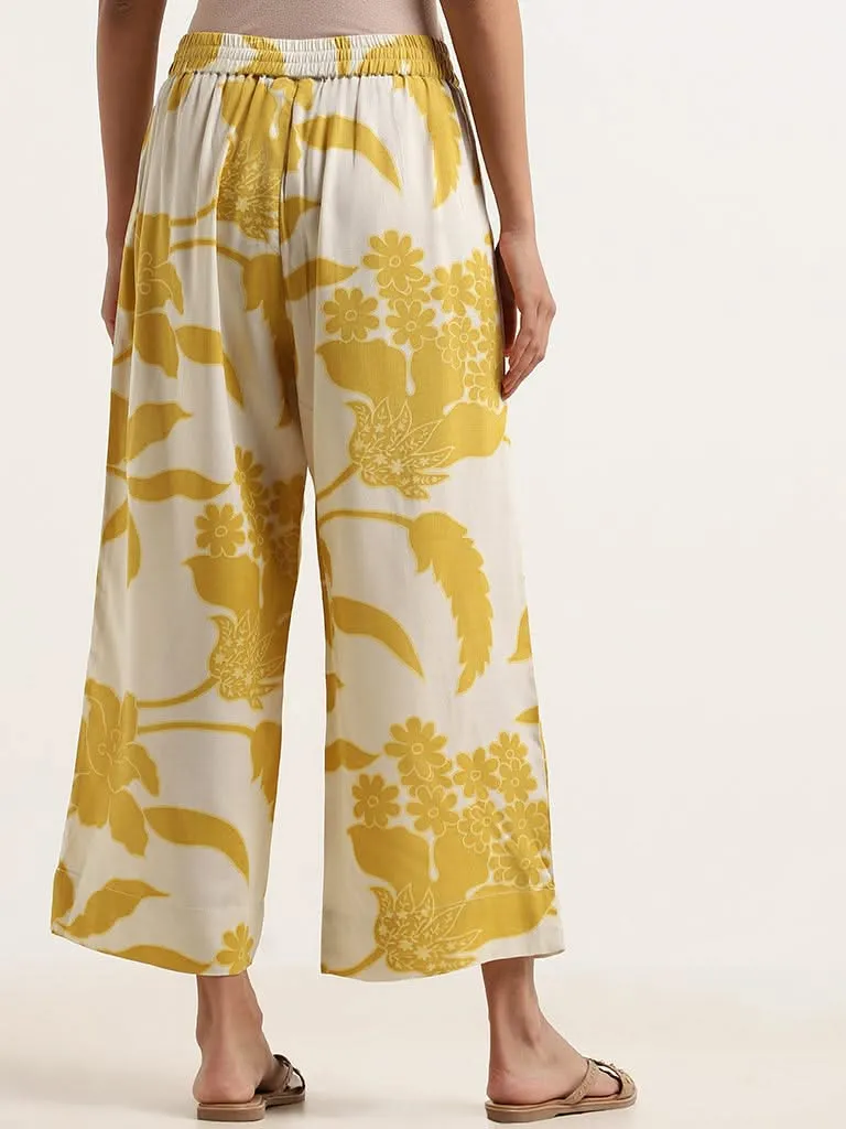 Utsa Yellow Printed Palazzos