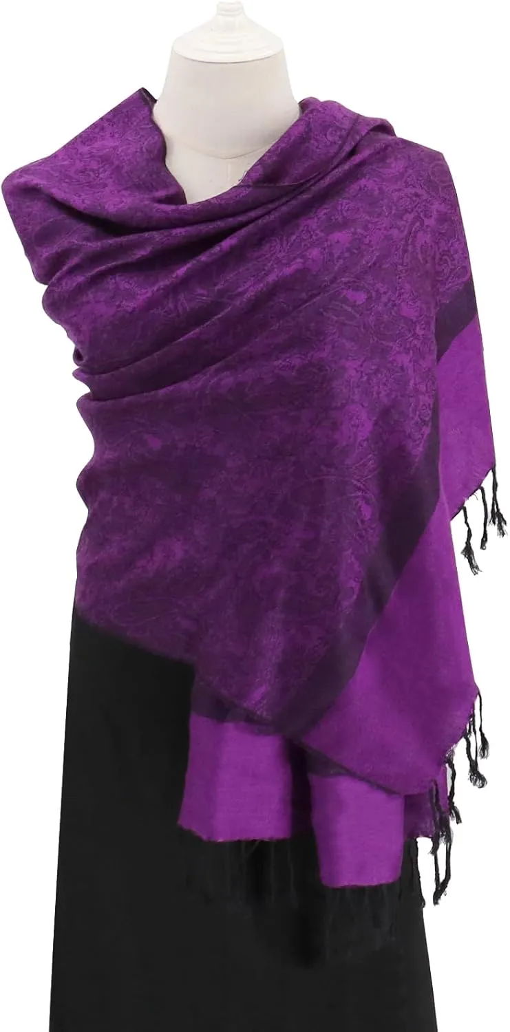 vimate Silky Paisley Pashmina Shawl Scarf-Women's Soft Double-side Jacquard Pashminas Wrap for Evening Dress Travel Shawl