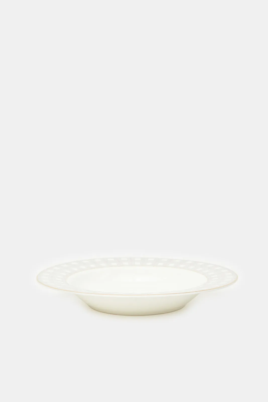 White Geometric Printed Soup Plate