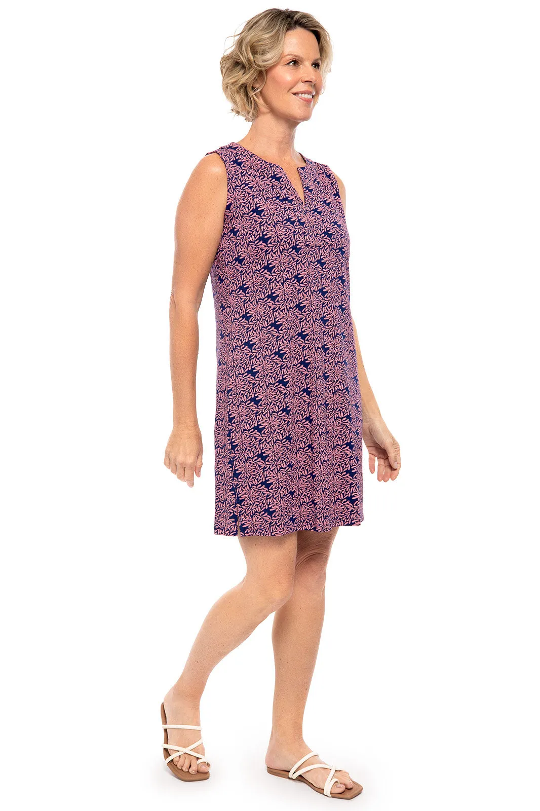 Women's Oceanside Tank Dress  |  Peachy Pink Etched Flowers