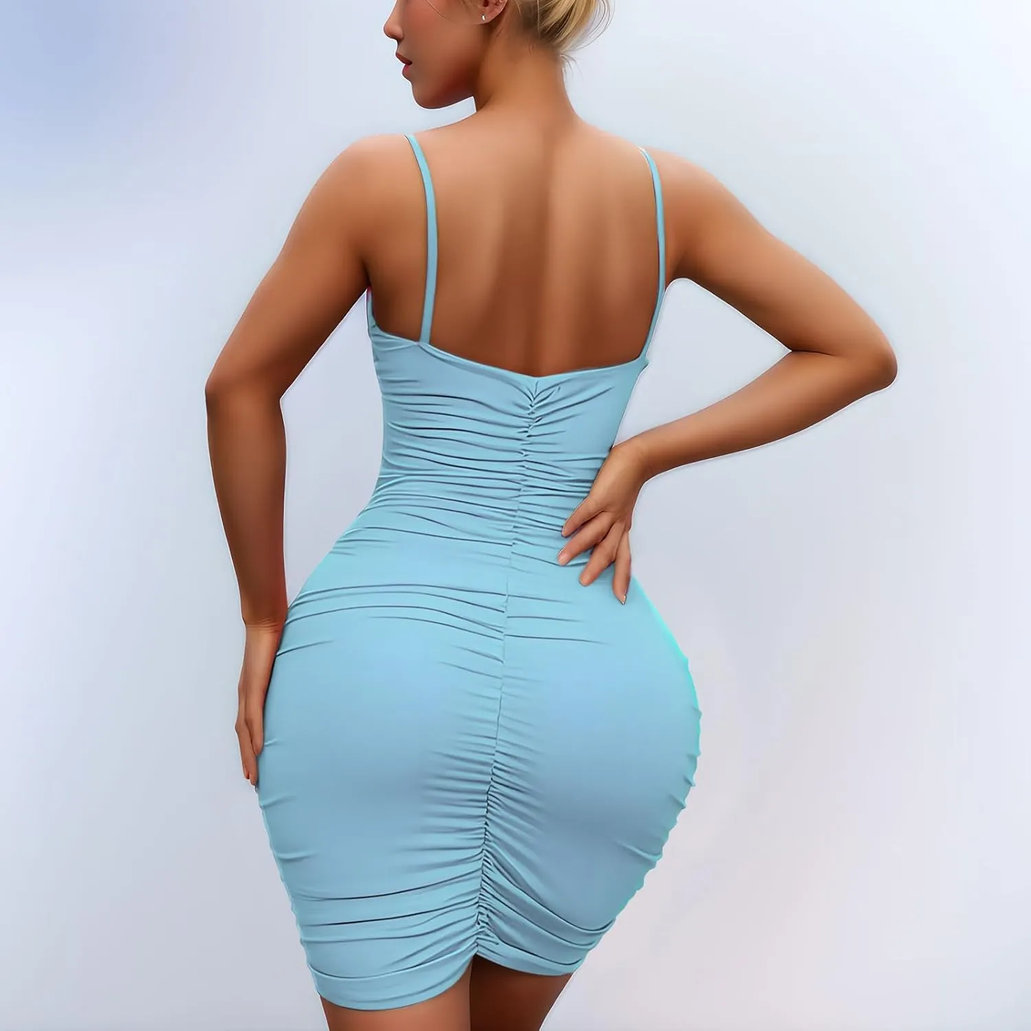 Women's Satin Drape Cowl Neck Sleeveless Strappy Cami Split Slit Party Midi Dress