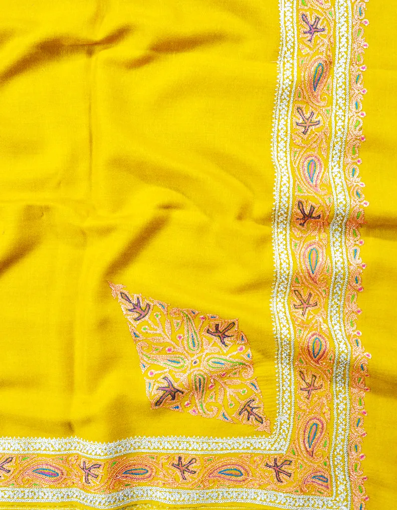 yellow embroidery pashmina shawl 7920