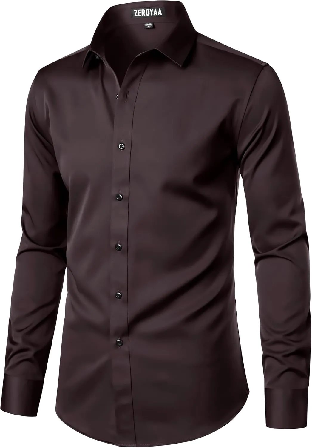 ZEROYAA Men's Long Sleeve Dress Shirt Modern Slim Fit Wrinkle-Free Casual Business Button Up Shirts